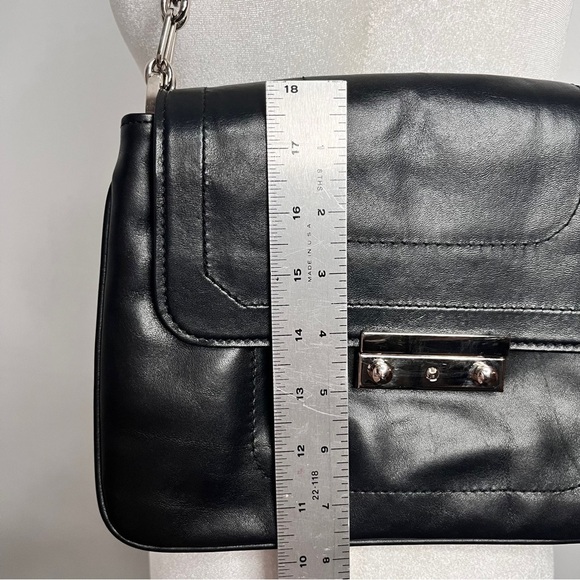 Joanna Maxham Arm Candy Black Leather Shoulder Bag with Silver Chain Straps - Picture 12 of 13